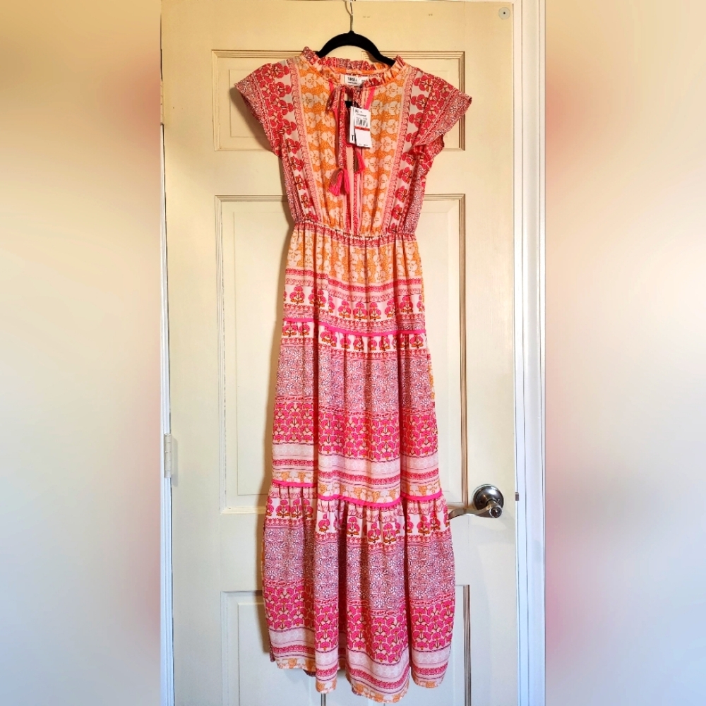 Bohemian Pink and Orange Maxi Dress